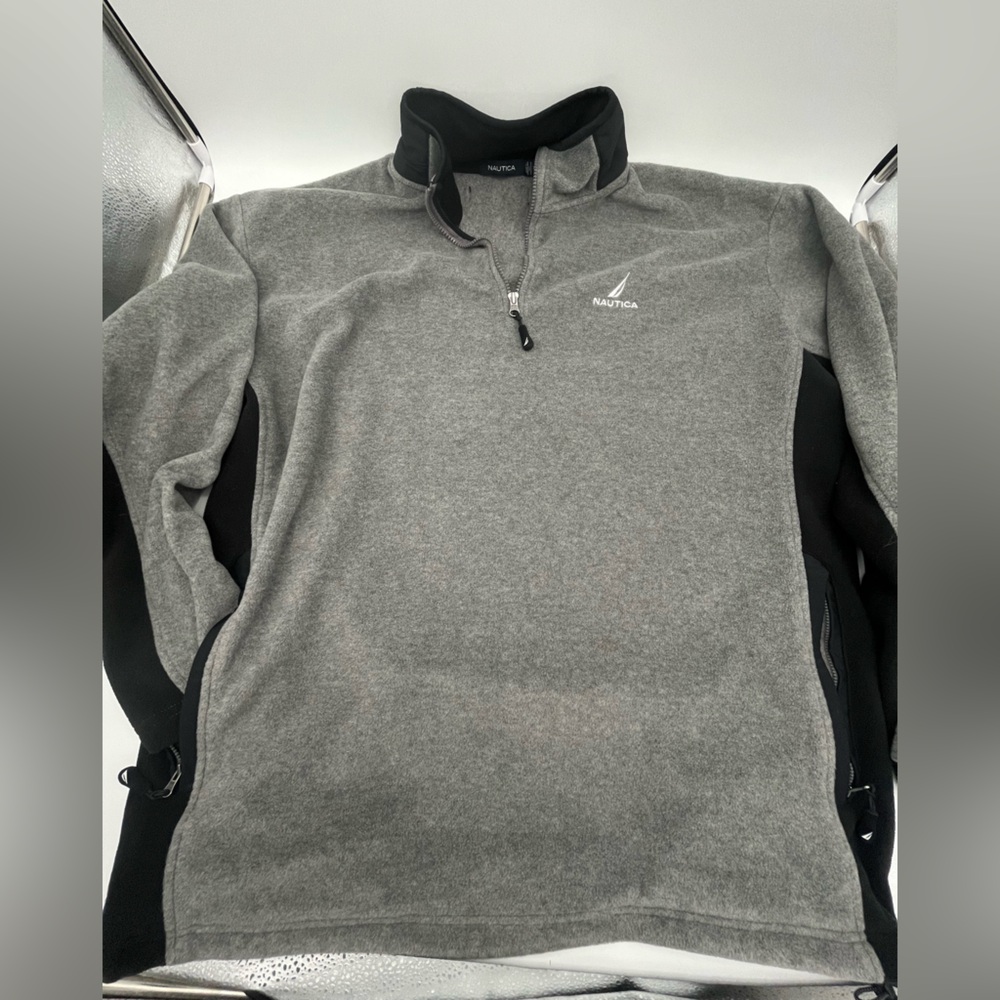 Nautica GrayBlack Fleece Quarter Zip Pullover sweatshirt XXL coastal outdoors